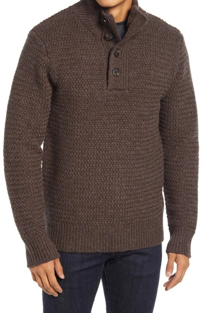 Schott Military Henley Sweater In Coffee
