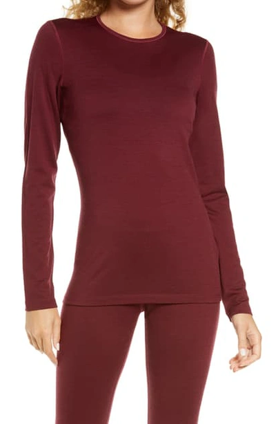 Icebreaker Oasis Long Sleeve Merino Wool Base Layer Tee In Redwood