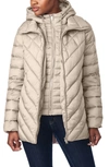 BERNARDO ASYMMETRICAL CHANNEL QUILTED JACKET WITH HOODED BIB INSET,20853B201