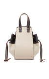 Loewe Hammock Small Drawstring Linen And Leather Bag In Black/white