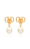 VALENTINO GARAVANI GARAVANI VLOGO PEARL-EMBELLISHED GOLD-PLATED EARRINGS