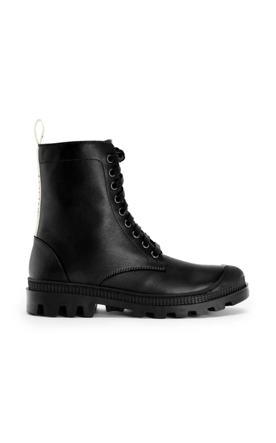 Loewe Black Leather Combat Boots