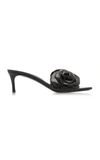 Valentino Floral Appliqué Leather Sandals In Black