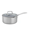 J.A. HENCKELS CLAD CFX 3-QT. SAUCEPAN WITH STRAINER LID AND POURING SPOUTS
