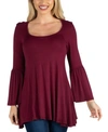 24SEVEN COMFORT APPAREL 24SEVEN COMFORT APPAREL WOMEN SCOOP NECK BELL SLEEVE SWING TUNIC TOP