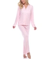 White Mark Women's Plus Size Pajama Set, 2 Piece In Pink