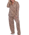 White Mark Women's Plus Size Pajama Set, 2 Piece In Brown