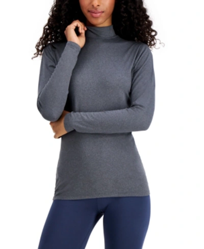 32 Degrees Base Layer Mock-neck Top In Heather Charcoal