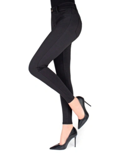 Memoi Women's Pants-style Ponte Basic Pocket Leggings In Black