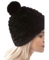 Marcus Adler Women's Cozy Stretch Luxe Faux Fur Pom Hat In Black