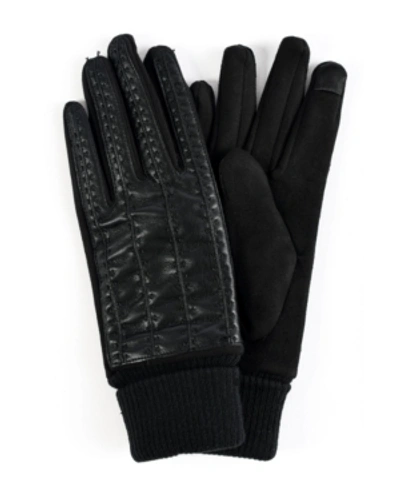 Marcus Adler Women's Faux Leather Stitched Touchscreen Gloves In Black