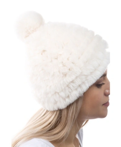 Marcus Adler Women's Cozy Stretch Luxe Faux Fur Pom Hat In Ivory