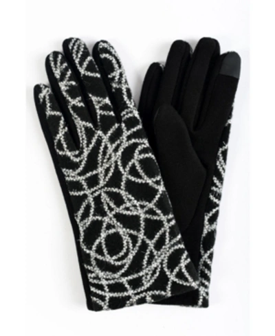 Marcus Adler Women's Embroidered Pattern Jersey Touchscreen Glove In Black
