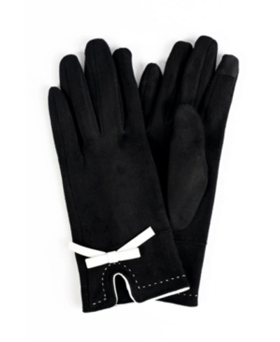 Marcus Adler Women's Faux Suede Bow Jersey Touchscreen Glove In Black