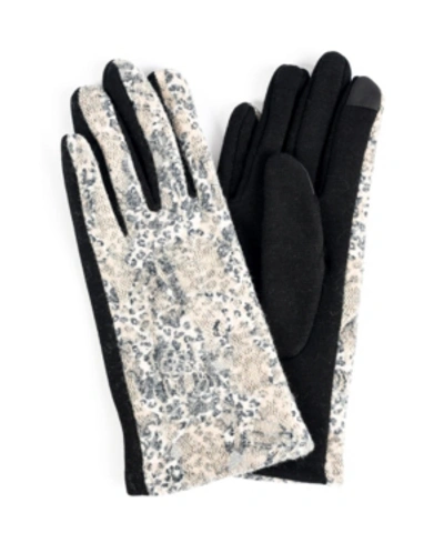 Marcus Adler Women's Leopard Mixed Media Jersey Touchscreen Glove In Beige