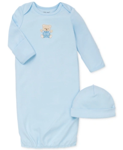 Little Me Baby Boys Cute Bear Hat And Gown, 2 Piece Set In Light Blue