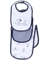 LITTLE ME BABY BOYS 3-PIECE PUPPY TOILE BIB AND BURP CLOTH SET