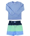 Ruggedbutts Baby Boys Rashguard T-shirt And Swim Trunk, 2 Piece Set In Azure