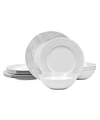 Noritake Hammock Rim 12-piece Dinnerware Set, Service For 4 In Grey