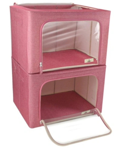 Sorbus Storage Box With Small Window, Set Of 2 In Pink