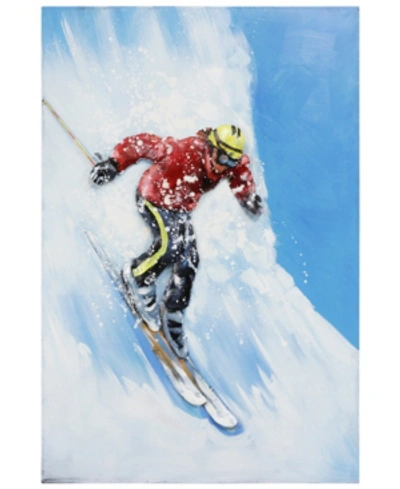 Empire Art Direct Skiing Mixed Media Iron Hand Painted Dimensional Wall Art, 48" X 32" X 2.6" In Multi