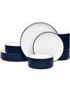 Noritake Colortex Stone 12-piece Dinnerware Set, Service For 4 In Navy