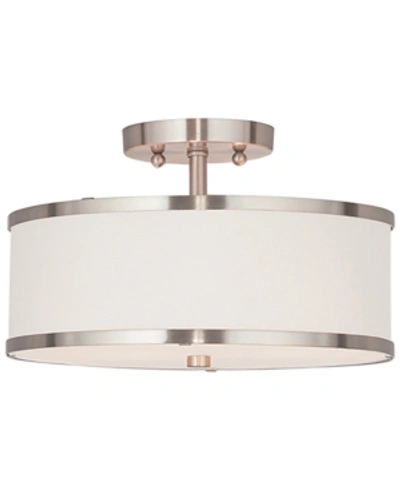 Livex Park Ridge Metal 13'' Semi Flush Ceiling Light In Brushed Nickel