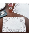 Violet Table Linens Violet Vinyl Lace Battenberg Embossed Floral Pattern, Rectangle, Place Mats In White