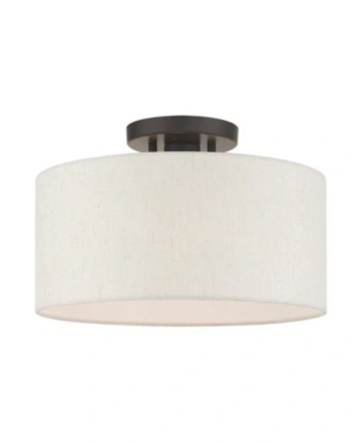 Livex Meadow 1 Light Semi Flush In Bronze