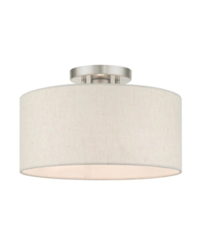 Livex Meadow 1 Light Semi Flush In Silver-tone