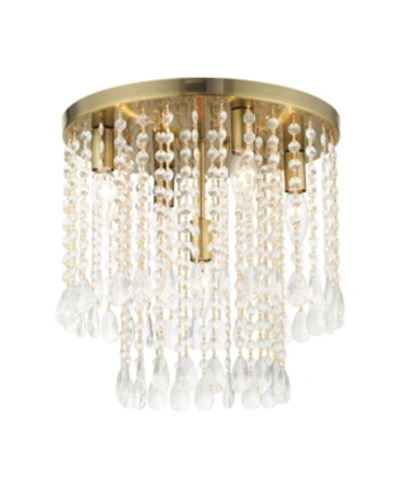 Livex Elizabeth 5 Lights Flush Mount In Brass