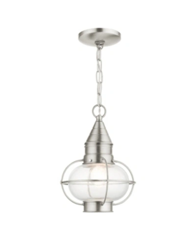 Livex Newburyport 1 Light Outdoor Pendant Lantern In Brushed Nickel