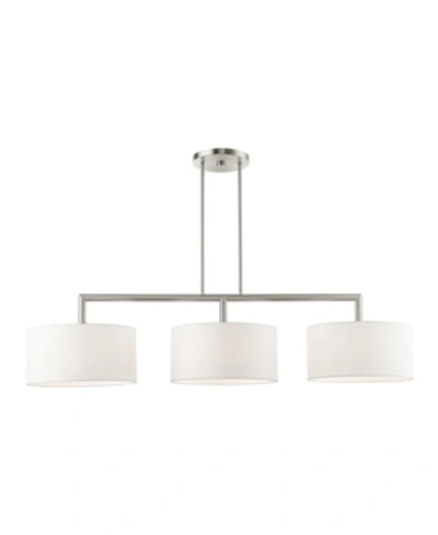 Livex Meridian 3 Lights Linear Chandelier In Silver-tone