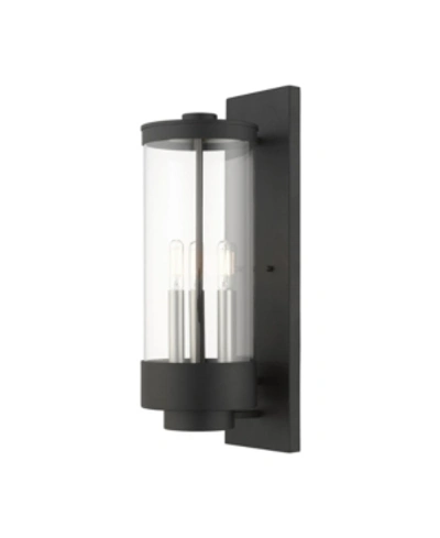 Livex Hillcrest 3 Lights Outdoor Wall Lantern In Black
