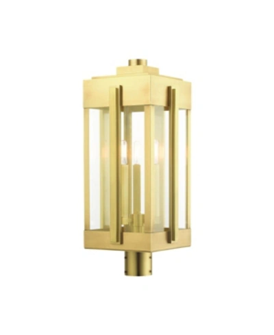 Livex Lexington 3 Lights Outdoor Post Top Lantern In Gold-tone