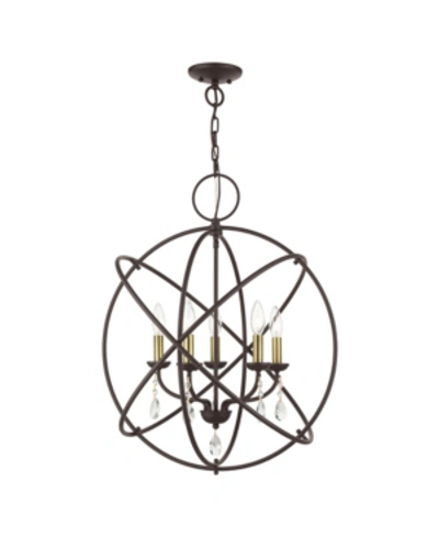 Livex Aria 5 Lights Chandelier In Dark Brown