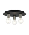 Livex Hillview 3 Lights Flush Mount In Black