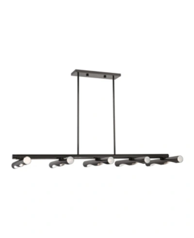 Livex Acra 10 Light Linear Chandelier In Black Chrome