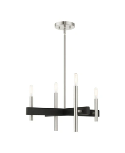 Livex Denmark 4 Lights Chandelier In Silver-tone