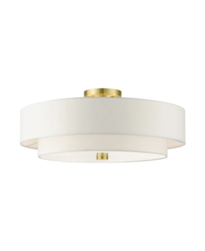 Livex Meridian 5 Lights Semi Flush In Gold-tone