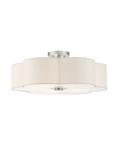 Livex Solstice 5 Lights Semi Flush In Silver-tone