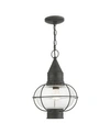 Livex Newburyport 1 Light Outdoor Pendant Lantern In Charcoal