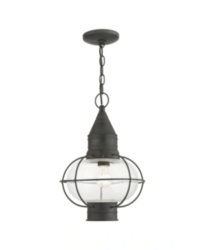 Livex Newburyport 1 Light Outdoor Pendant Lantern In Charcoal