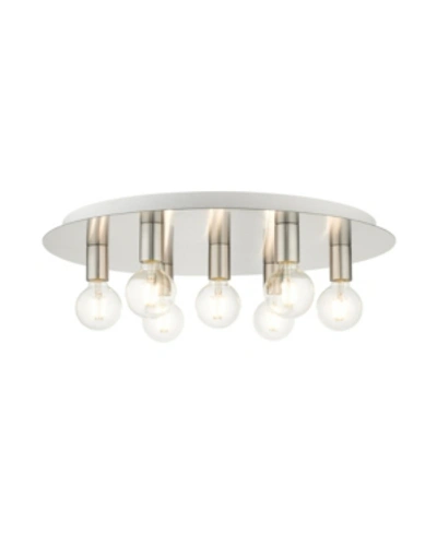 Livex Hillview 7 Lights Flush Mount In Silver-tone