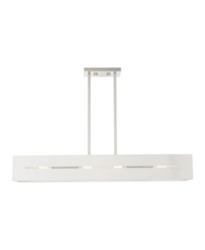 Livex Soma 4 Lights Linear Chandelier In Silver-tone
