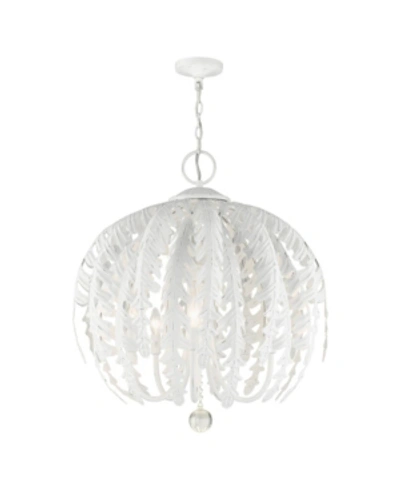 Livex Acanthus 5 Lights Chandelier In Antique-like White