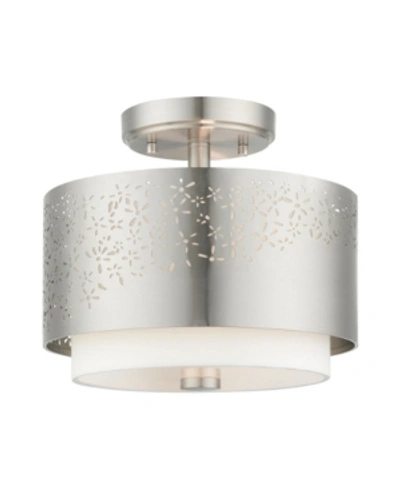 Livex Noria 2 Lights Semi Flush In Silver-tone