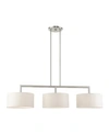 Livex Meridian 3 Lights Linear Chandelier In Silver-tone