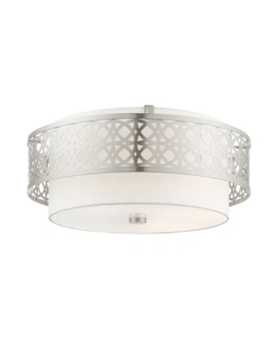 Livex Calinda 4 Lights Semi Flush In Silver-tone