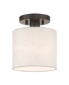 Livex Meadow 1 Light Semi Flush In Bronze